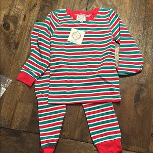 Cecil and Lou Red, Green, and White Striped Kids Pajamas - 4T